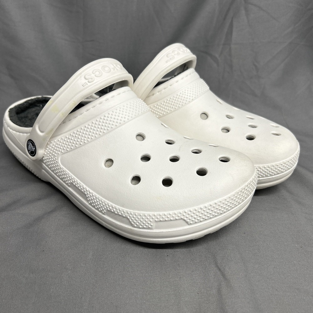 Crocs Shoes Clogs Faux Fur Lined Womens 10 Mens 8 Dual Comfort White Sport Mode
